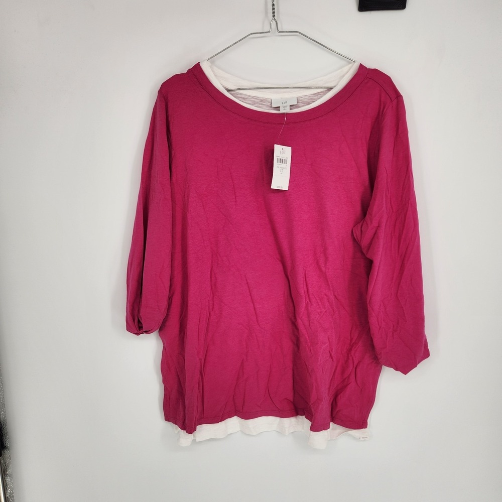 J.Jill Orchid White Large Tall Layered Top NWT